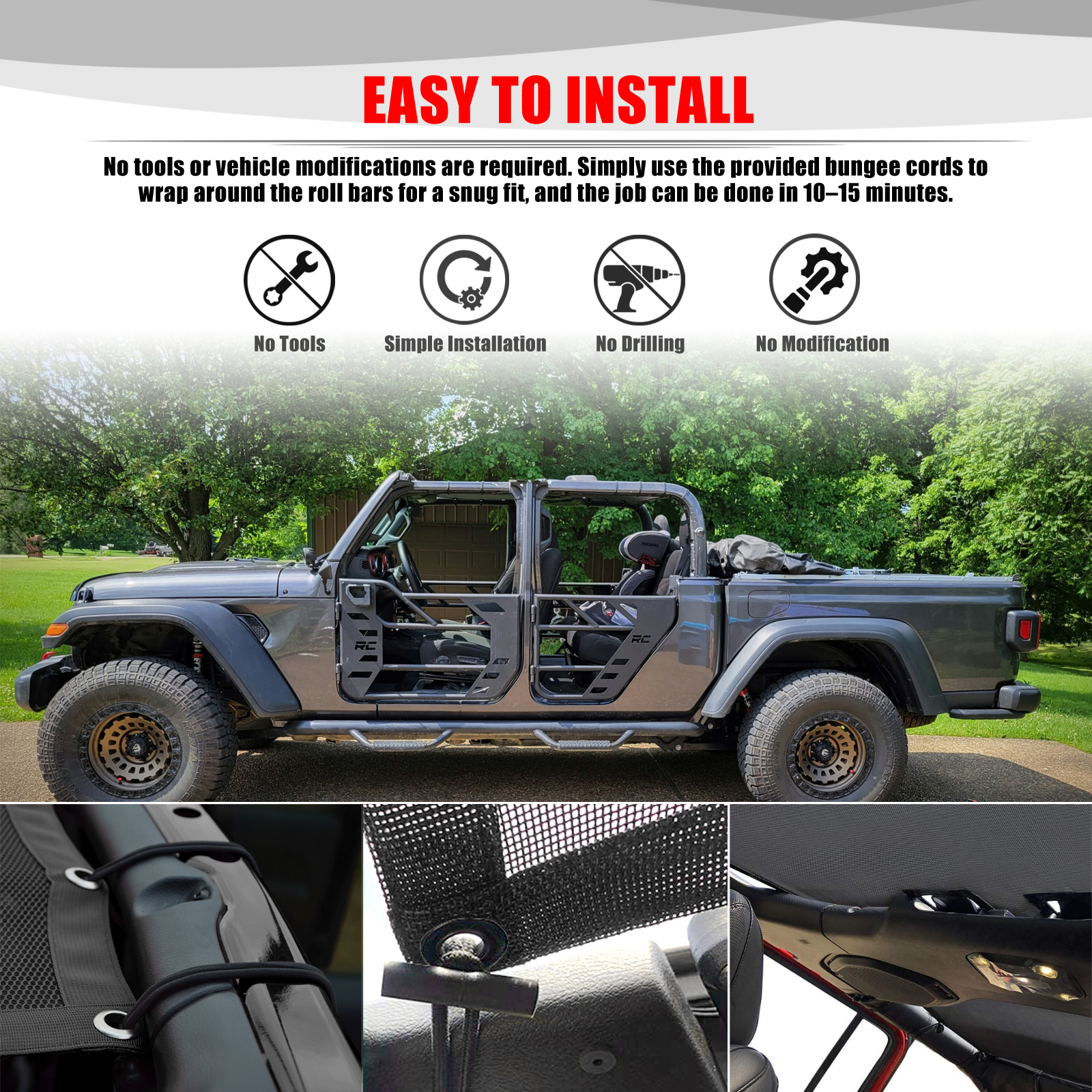 For Jeep Gladiator JT 4 Door A - Screen Top Mesh 리뷰 및 가격