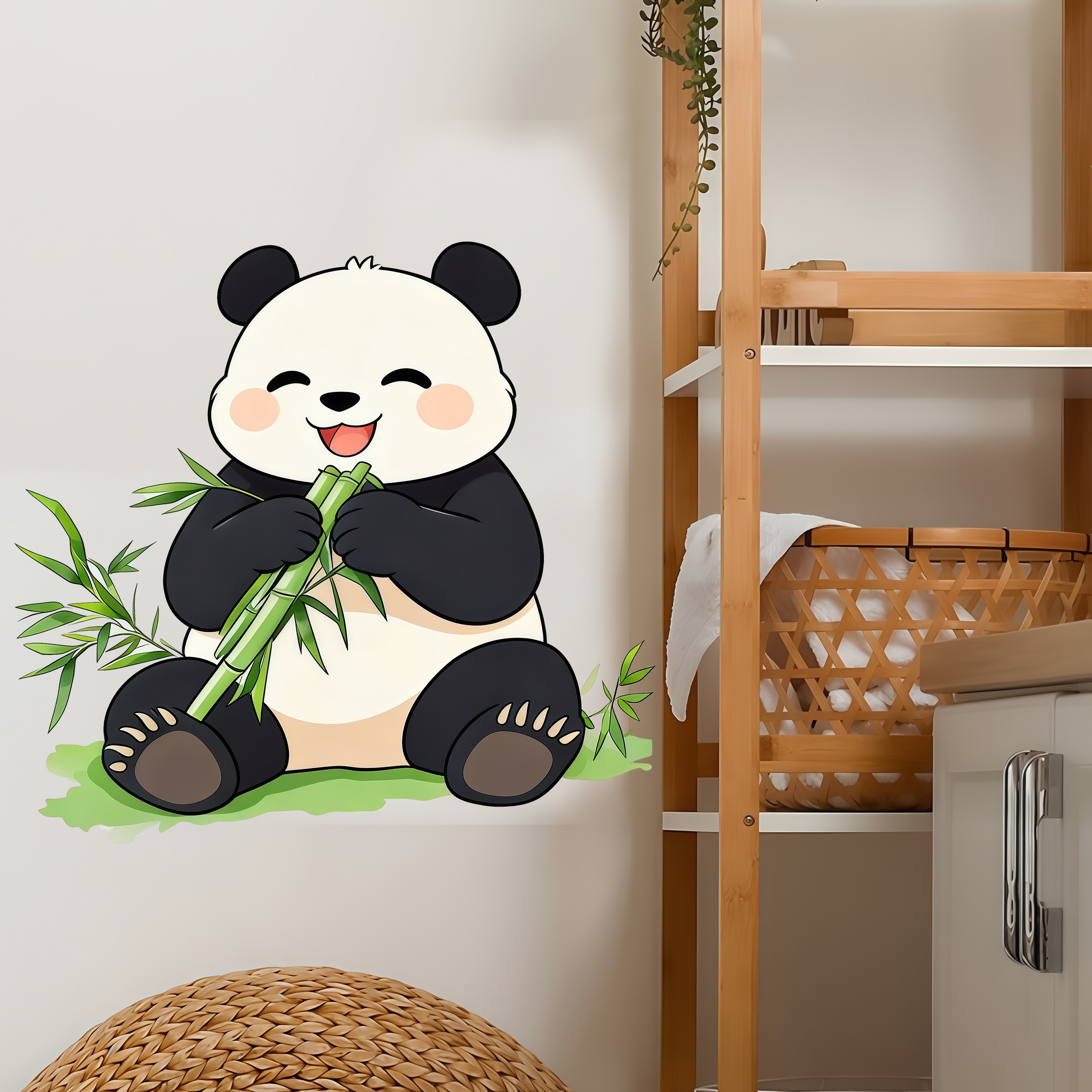 Bamboo And Panda Wall Decals S - Pvc Panel Background 리뷰 및 가격