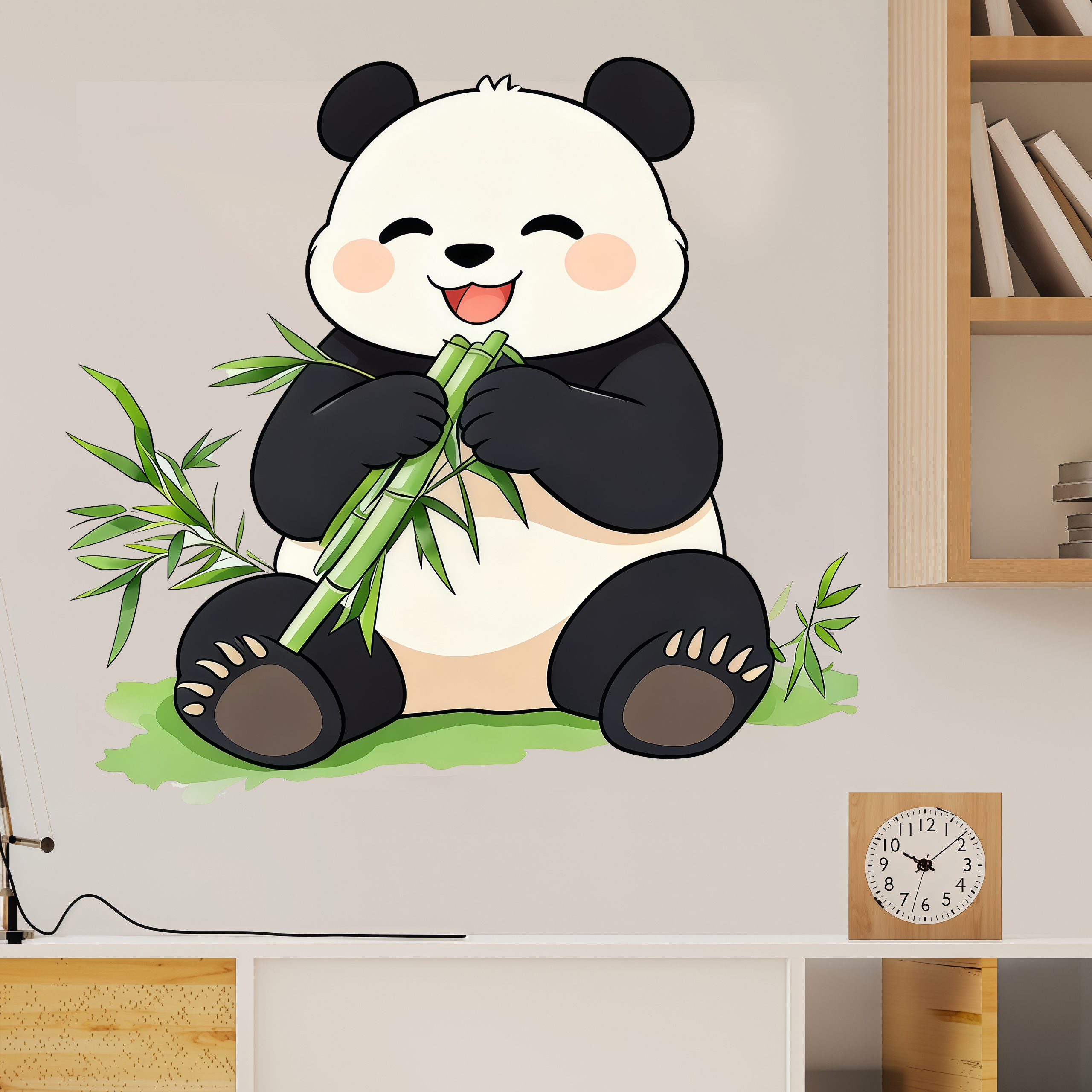 Bamboo And Panda Wall Decals S - Pvc Panel Background 리뷰 및 가격
